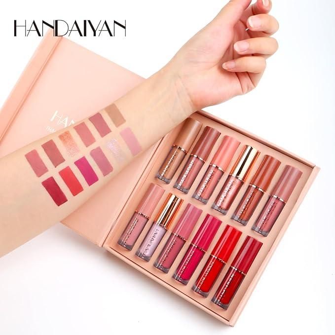 HANDAIYAN 12 Colors Matte Liquid Lipstick Set-Liquid Lipstick Gift Box Set-Women's Makeup Long-lasting waterproof Lip gloss set