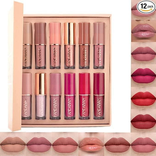 HANDAIYAN 12 Colors Matte Liquid Lipstick Set-Liquid Lipstick Gift Box Set-Women's Makeup Long-lasting waterproof Lip gloss set