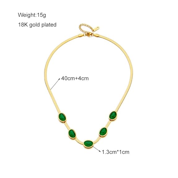 Oval Green Crystal Pendant Party Necklace Set For Women With Bracelet & Earrings Set